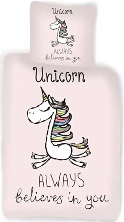 Junior sengetøj 100x140 cm - Happy life unicorn - 100% bomuld 